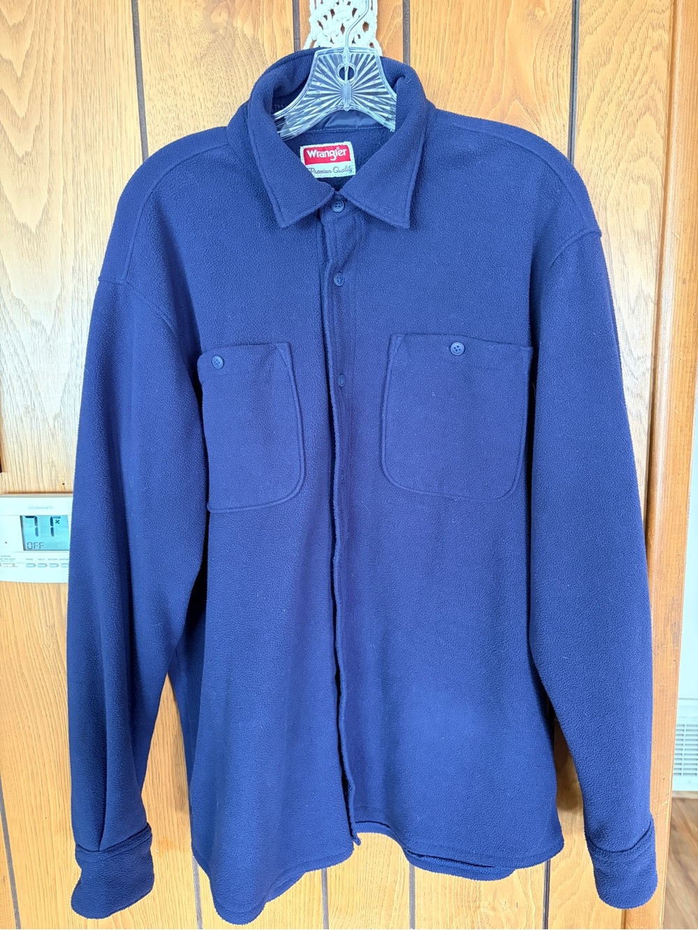 Wrangler Men's Navy Button-Down Fleece Shirt Jacket
